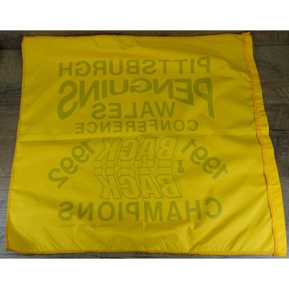 VTG Pittsburgh Penguins 1991-92 Back to Back Wales Conference Flag 21"x19.5" - Picture 4 of 6